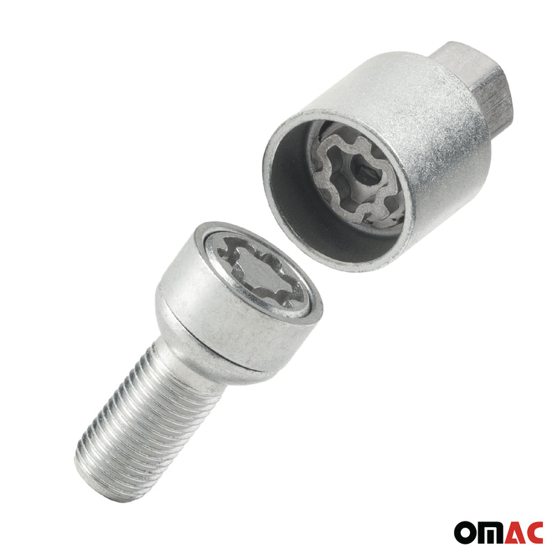 Radschloss Radschrauben Satz für Seat Mii ab 2011 Felgenschloss Silber M12X1.5