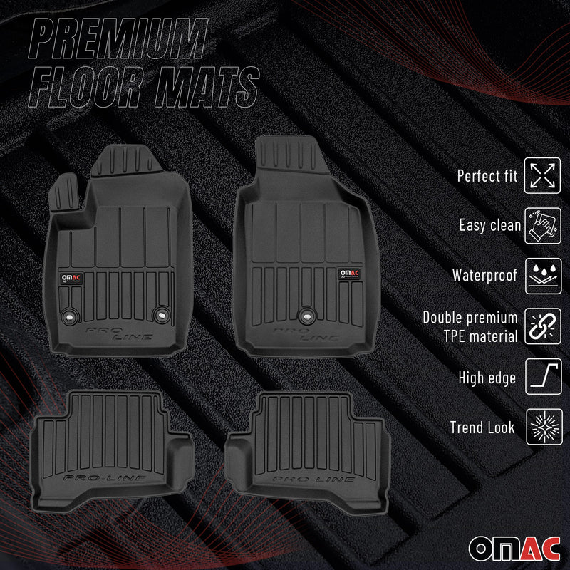 OMAC Gummi Fußmatten für Fiat 500 2013-2019 Premium TPE 3D Automatten Schwarz 4x