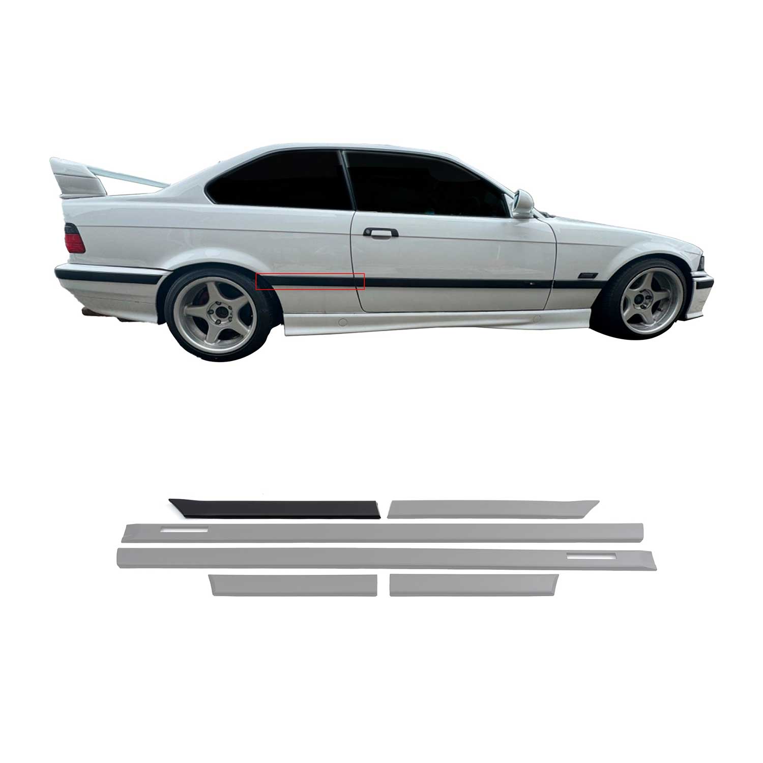 JOM Seitenleisten Türleisten für BMW 3er E36 Coupe Cabrio schwarz 6tlg