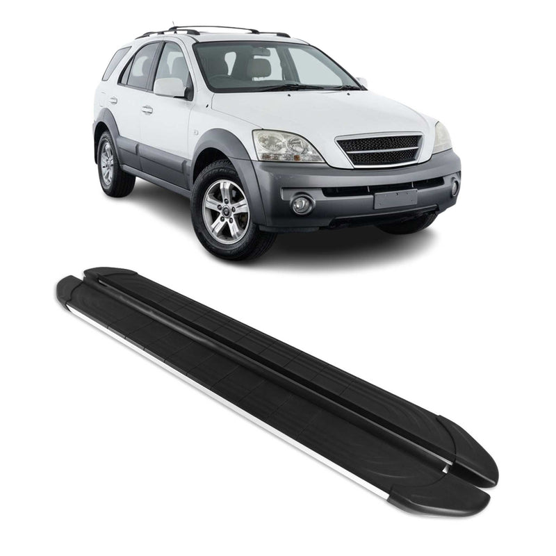 Trittbretter Seitenschweller für Kia Sorento 2002-2009 Aluminium Schwarz Silber