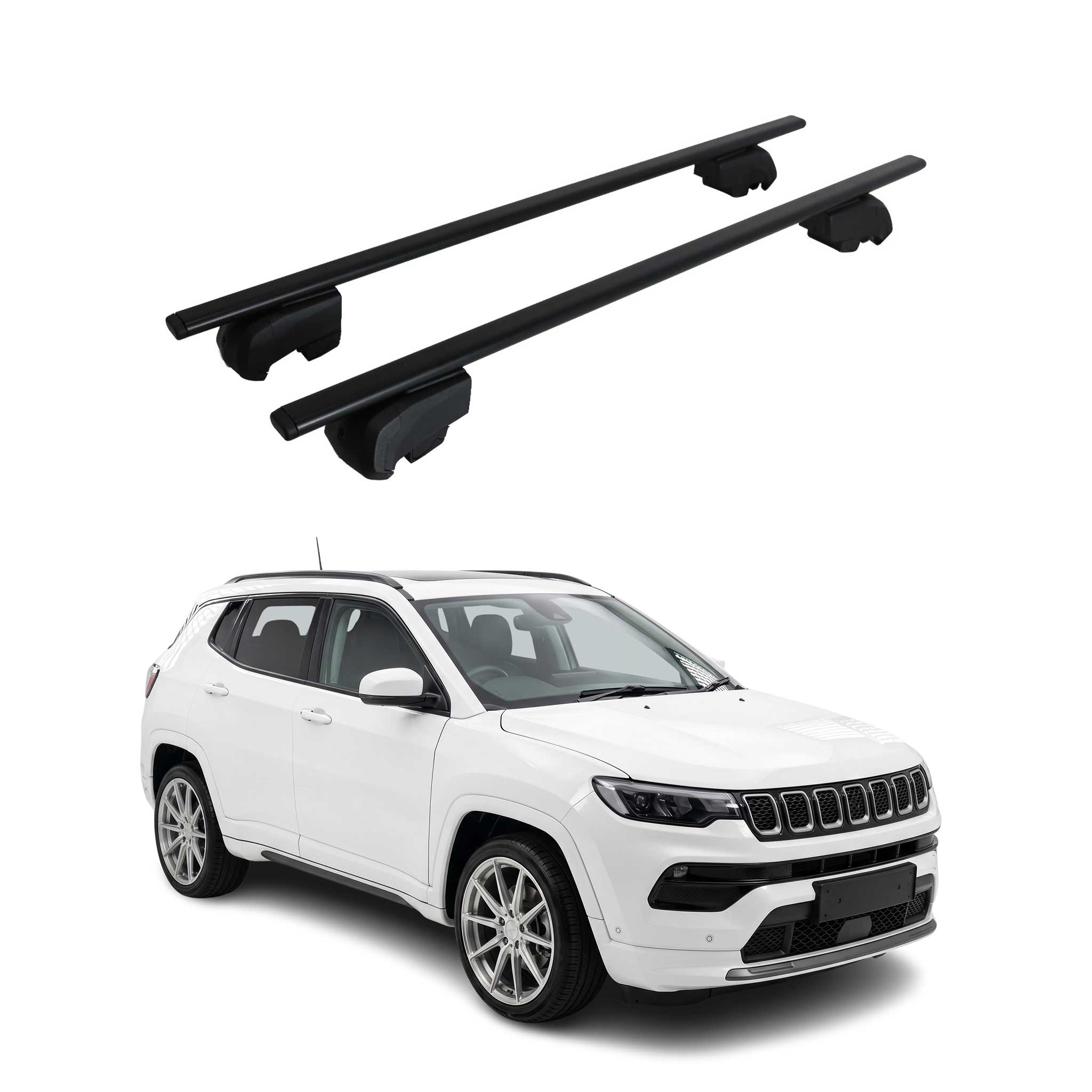 Dachträger Grundträger für Jeep Compass III 2025-2026 Metall Schwarz 2tlg