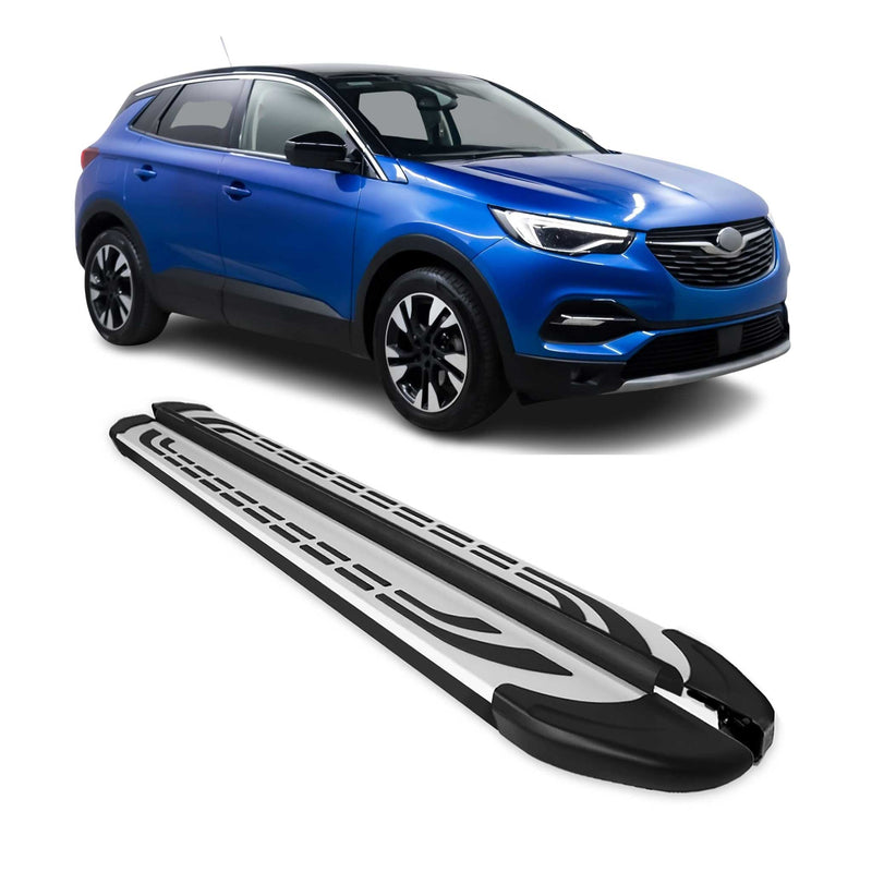 Trittbretter Schweller Seitenbretter für Opel Grandland X 2017-2021 Alu Schwarz