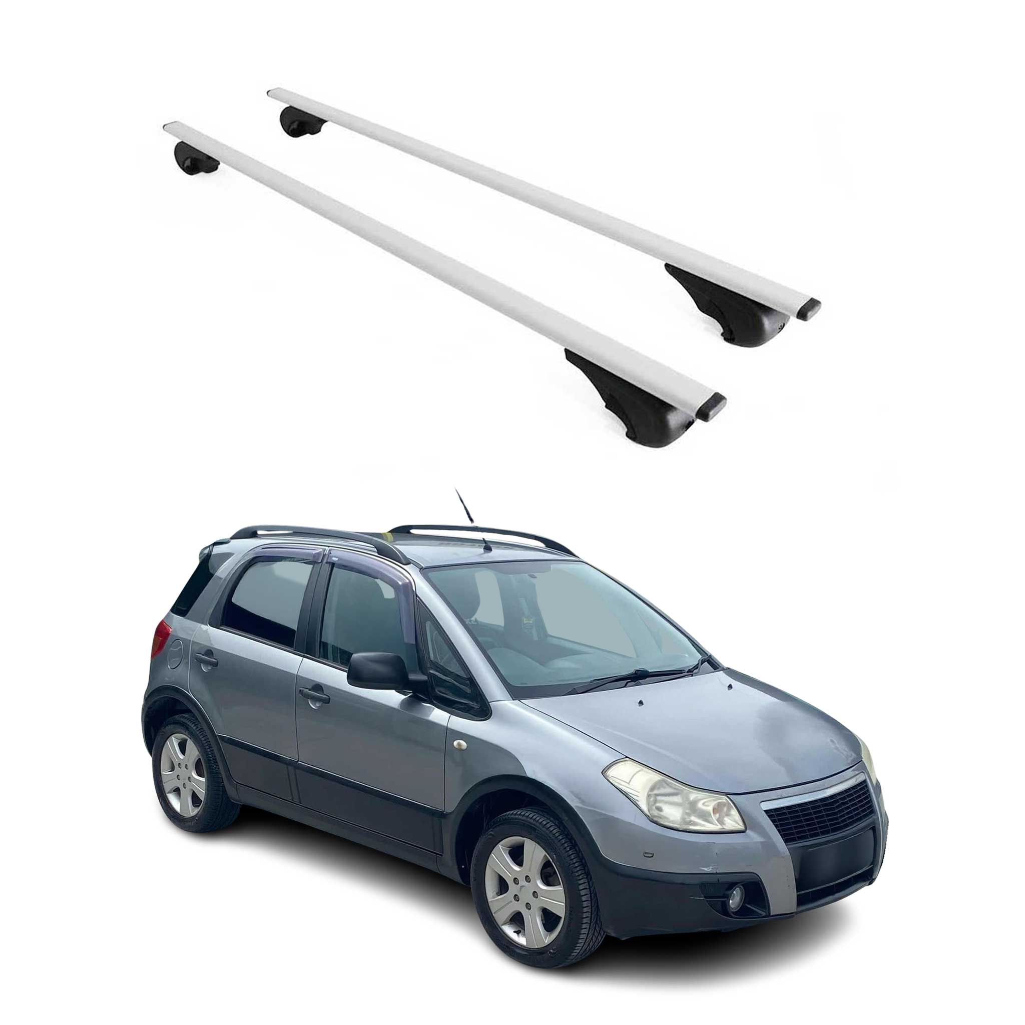 Dachträger Grundtäger für Fiat Sedici 2005-2014 75kg Metall Silber 2 tlg