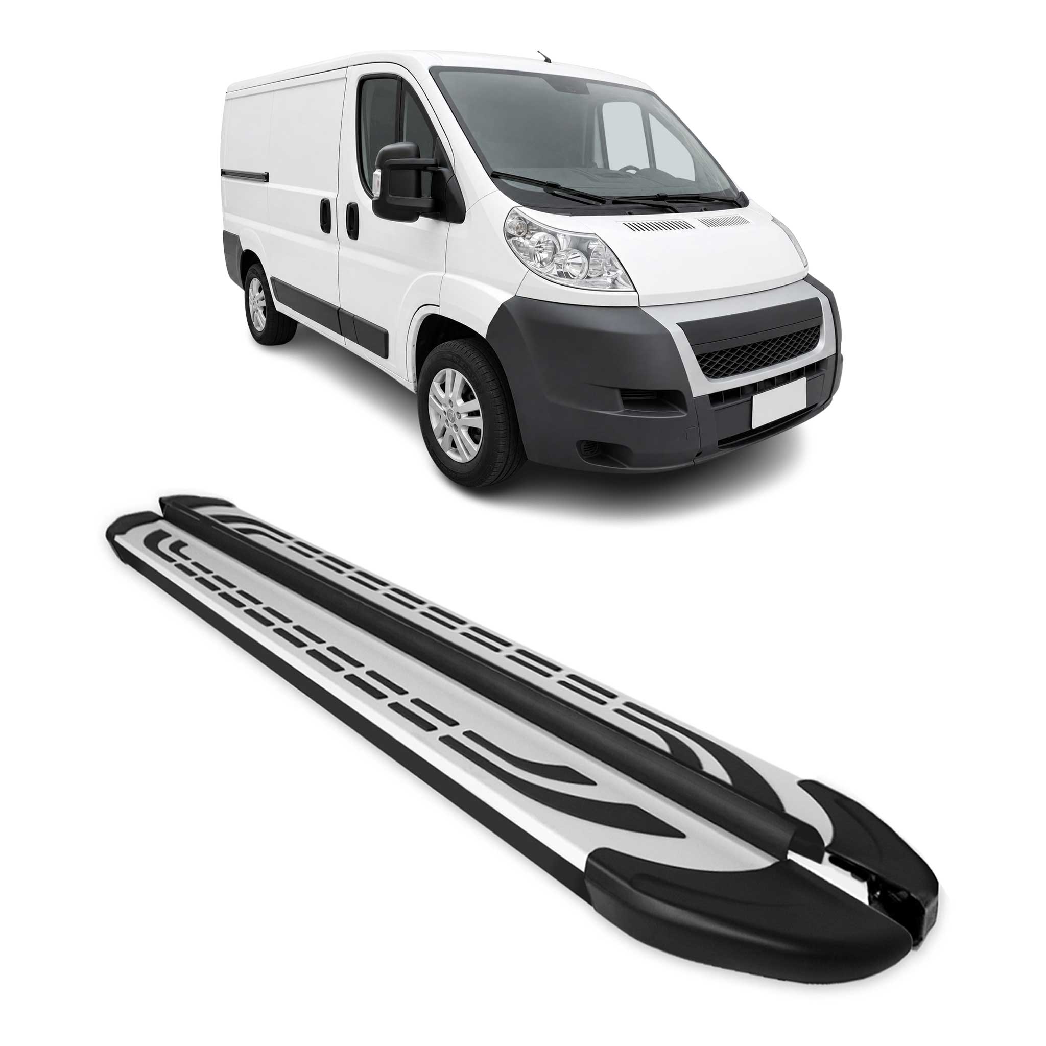 Trittbretter Seitenschweller für Citroen Jumper II 2006-2026 L1 Schwarz Alu