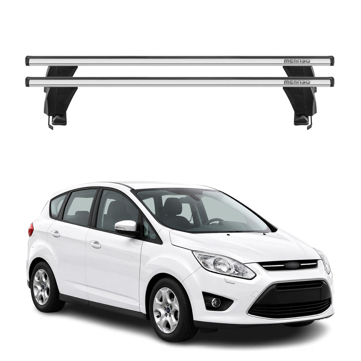 Menabo Dachträger Grundtäger für Ford C-Max 2010-2019 50kg Alu Silber 2 tlg
