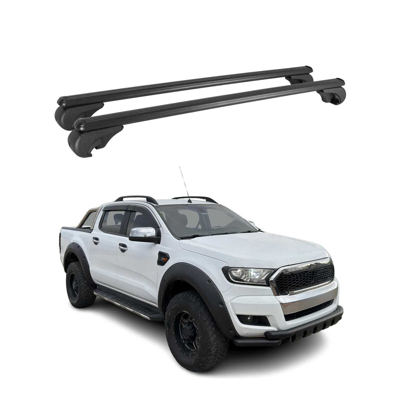 Dachträger für Ford Ranger 2012-2016 Gepäckträger Grundträger Alu Schwarz 2x
