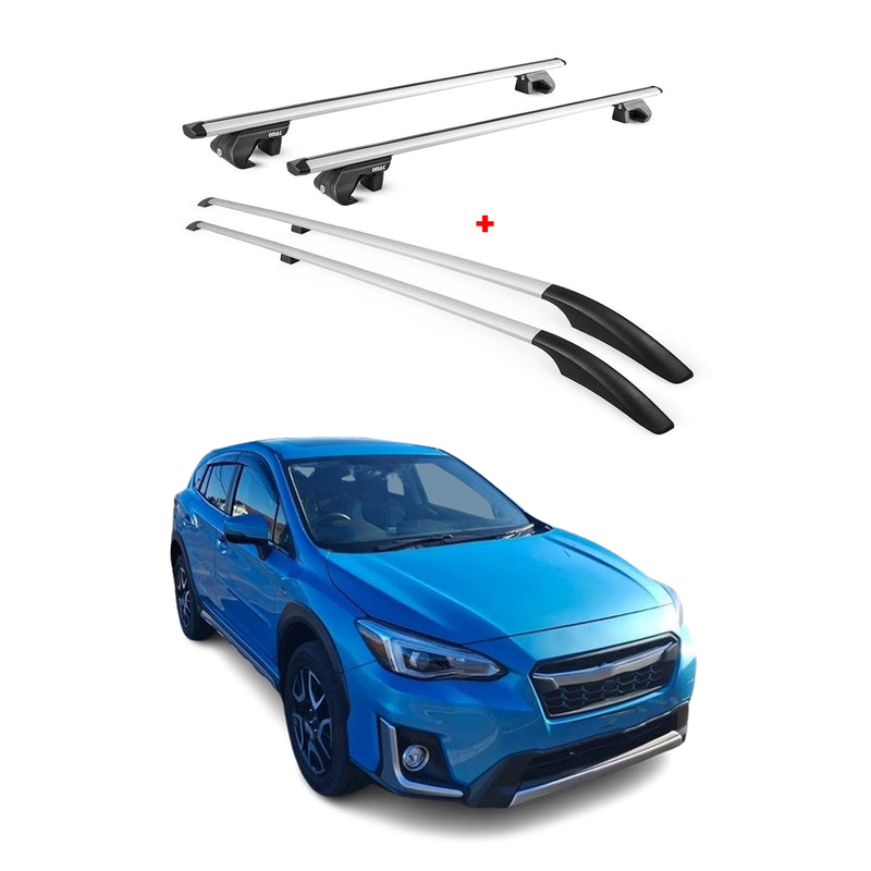 Dachreling + Dachträger Satz für Subaru XV 2012-2018 Langer Alu Grau