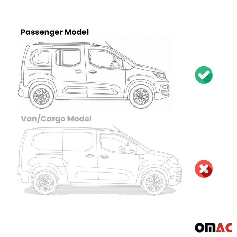 Trittbretter Seitenschweller für Peugeot Partner 2019-2025 Kombi L1 Schwarz Grau
