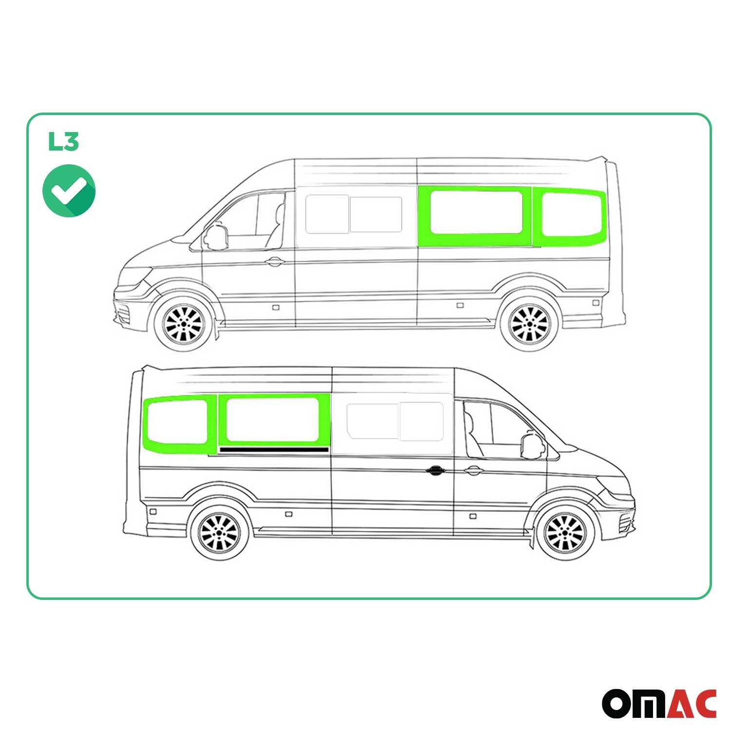 Seitenfenster Autoglas für VW Crafter 2017-2026 Links Rechts 4x SET L3 Langer
