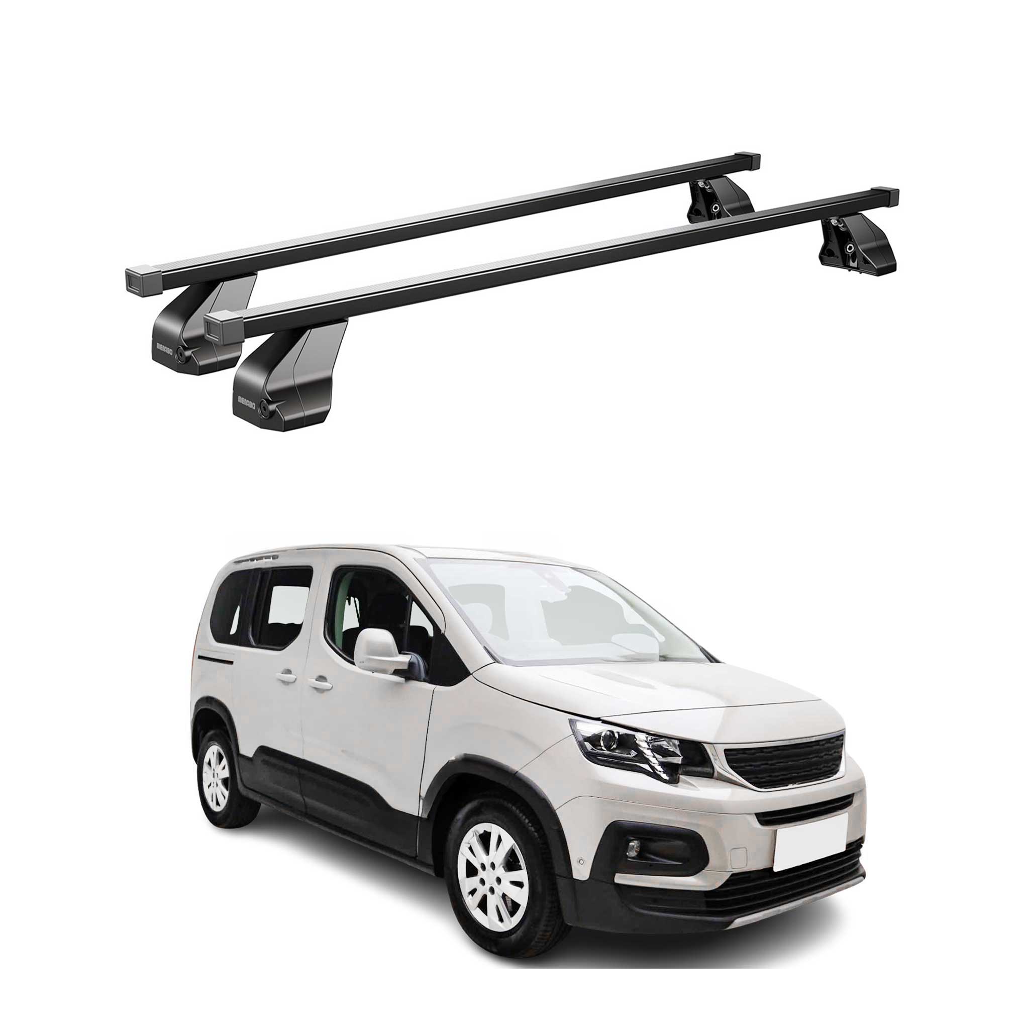 Menabo Dachträger Grundtäger für Peugeot Rifter 2018-2026 75kg Stahl Schwarz 2x