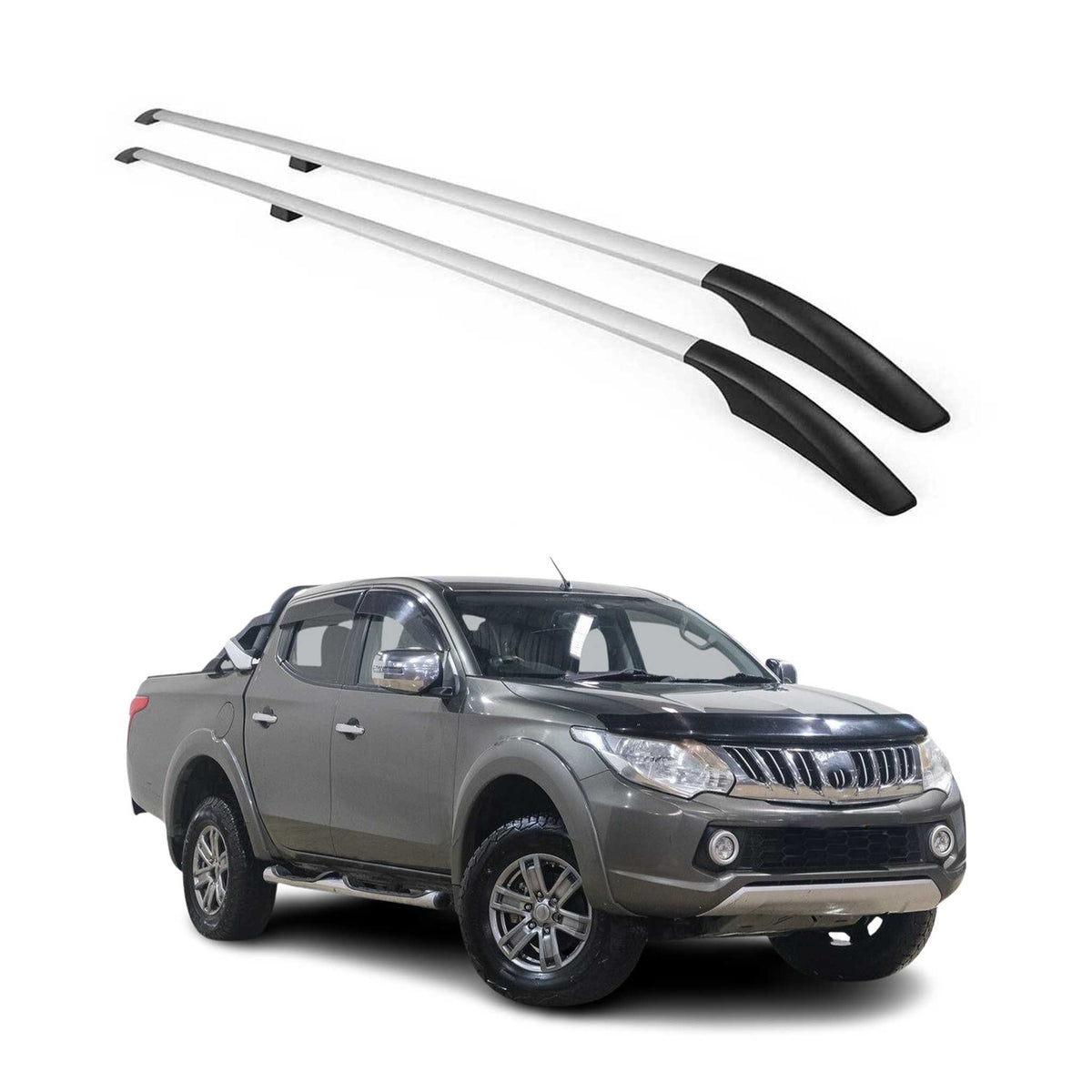 Dachreling Dachgepäckträger für Mitsubishi L200 DoubleCab 2015-2022 Alu Grau