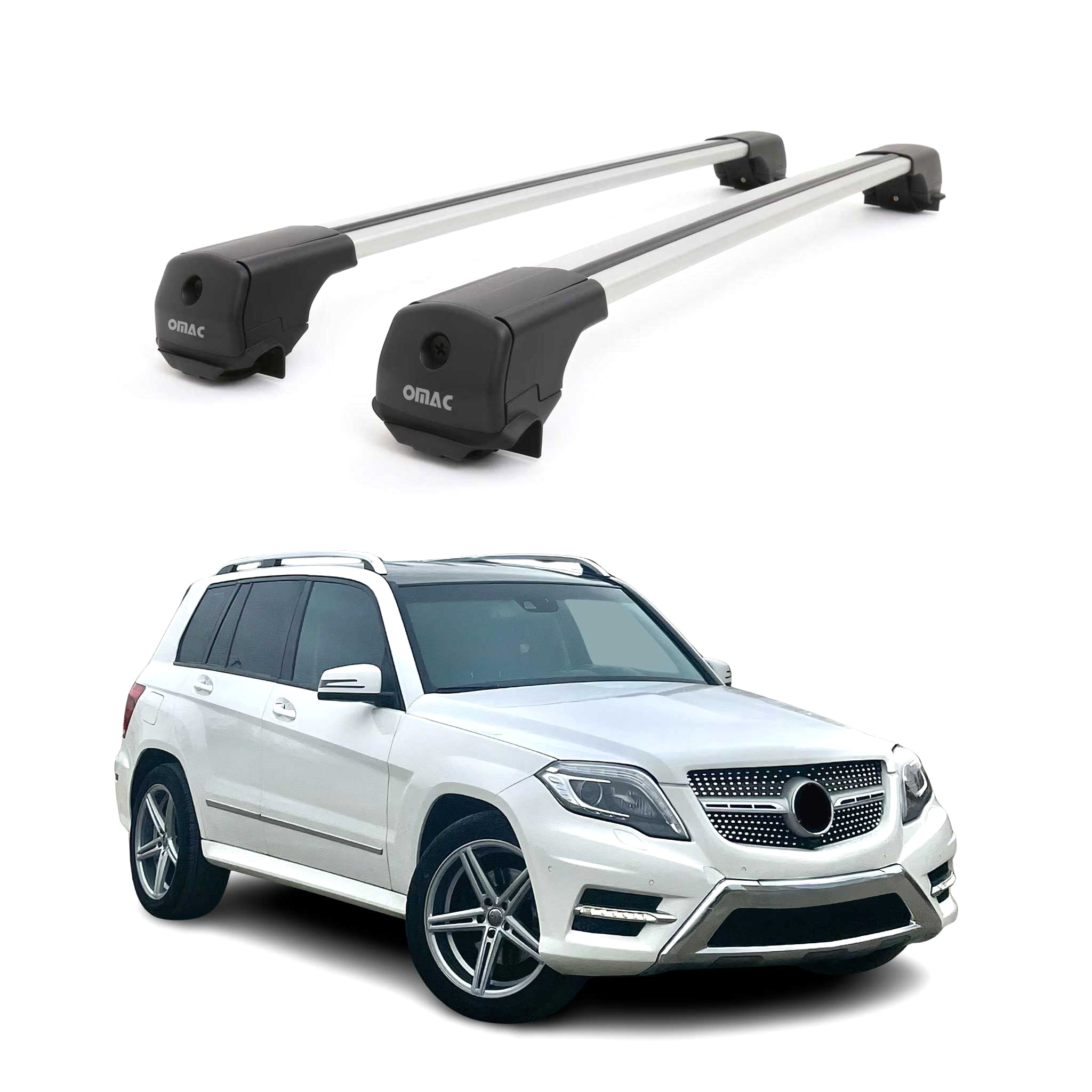 Dachträger Grundträger für Mercedes GLK Klasse X204 2008-2015 Aluminium Grau 2x
