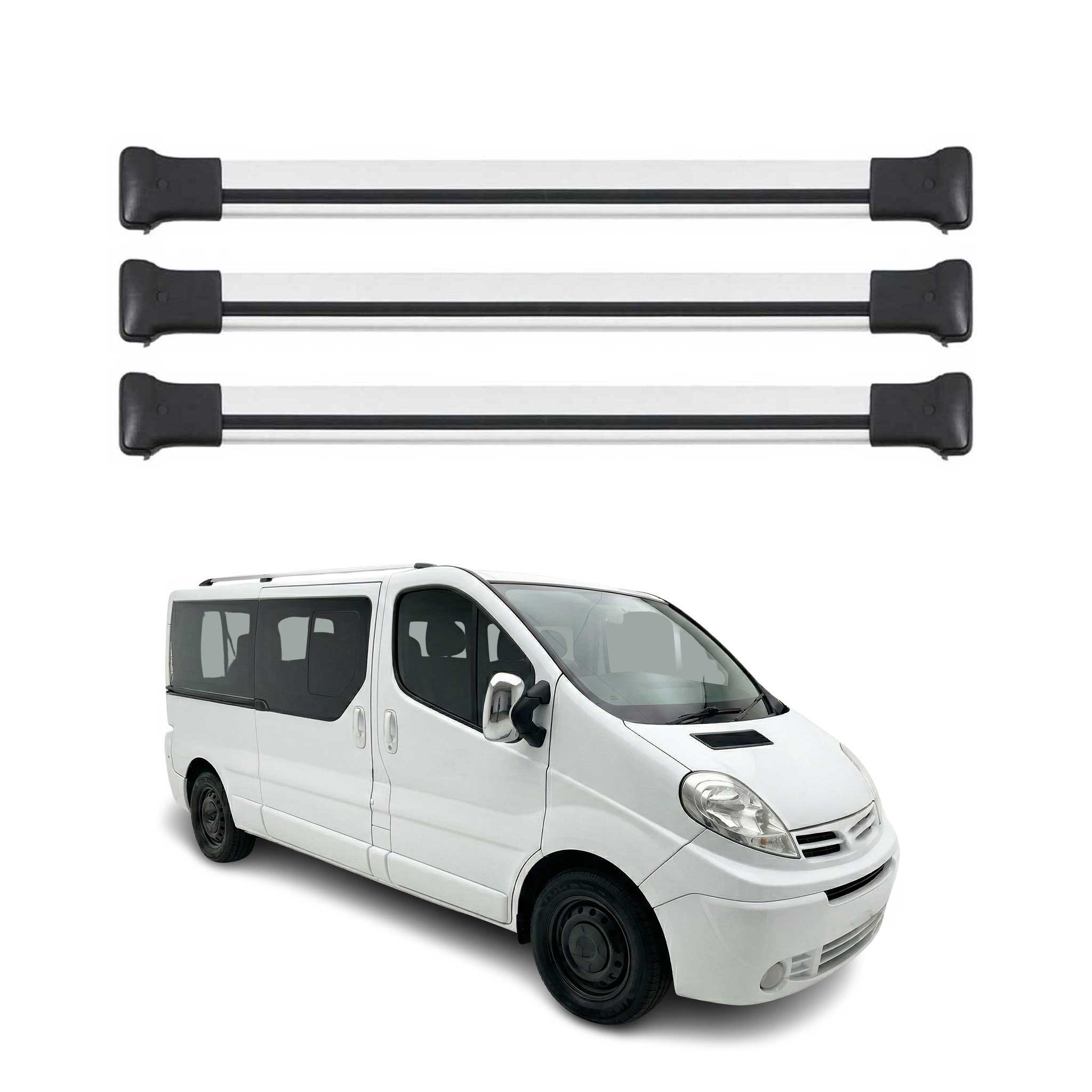 Dachträger Grundtäger für Nissan Primastar 2001-2014 75kg Aluminium Silber 3tlg