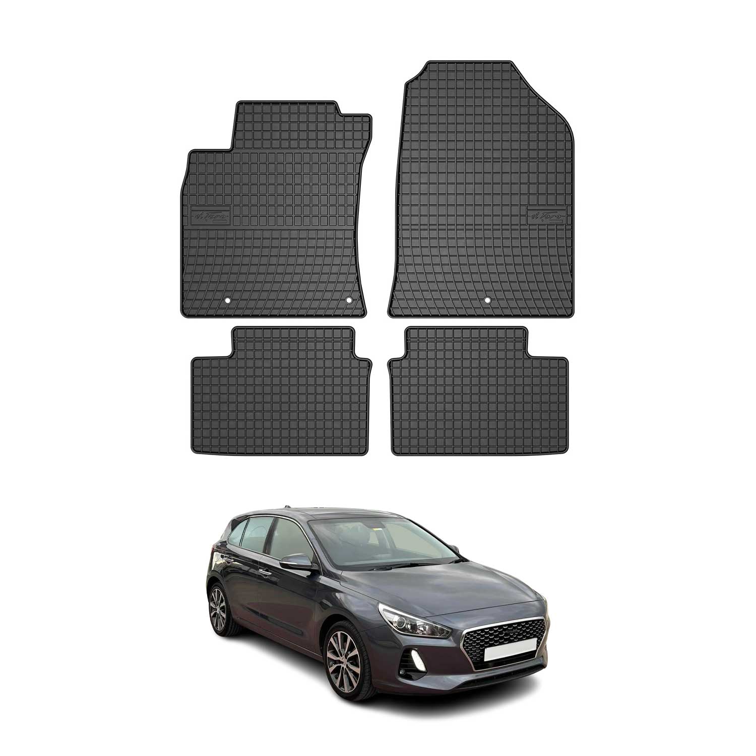 OMAC Gummi Fußmatten für Hyundai i30 2017-2026 Automatten Gummi Schwarz 4tlg