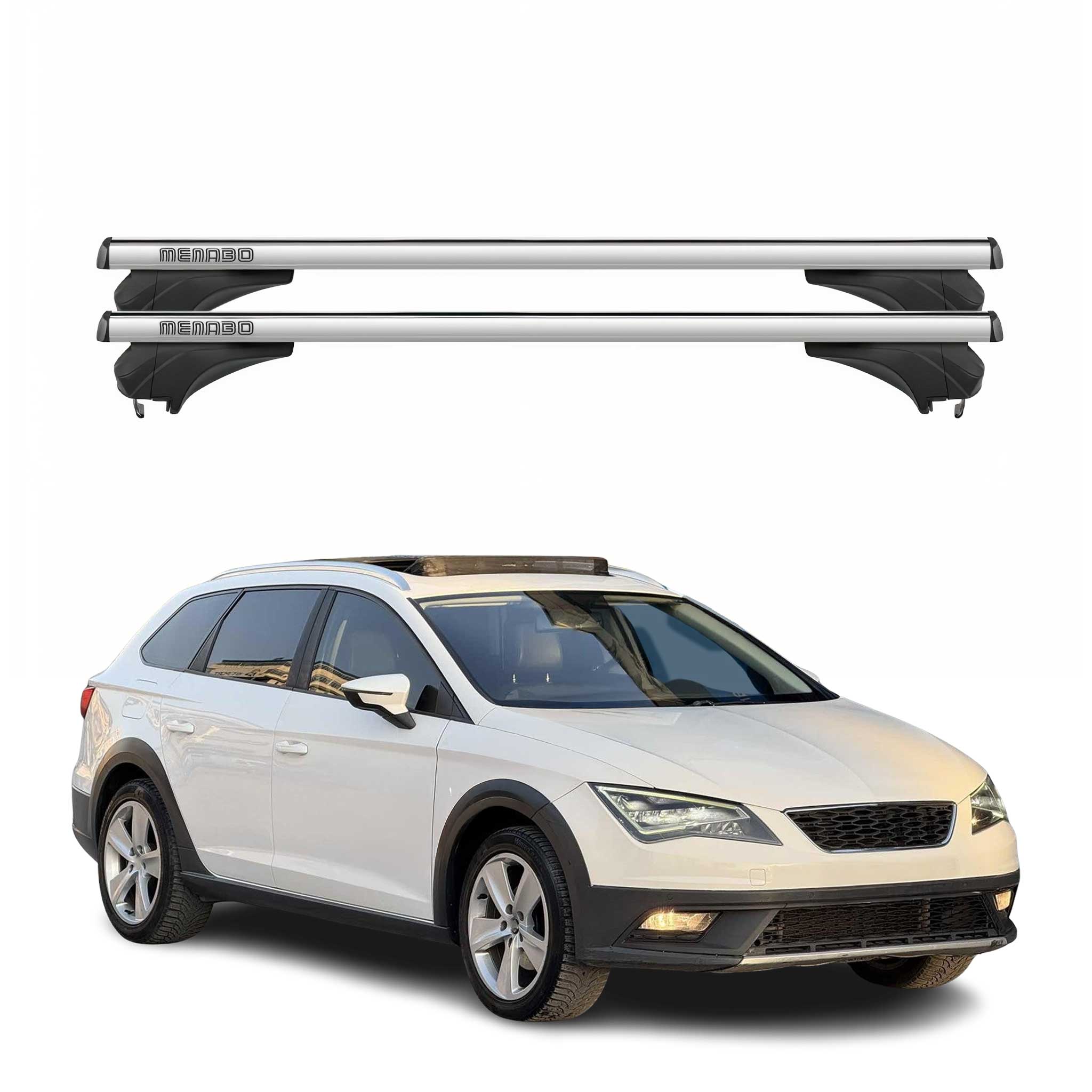 Menabo Dachträger für Seat Leon III X-Perience 2015-2020 Aluminium Silber 2 tlg