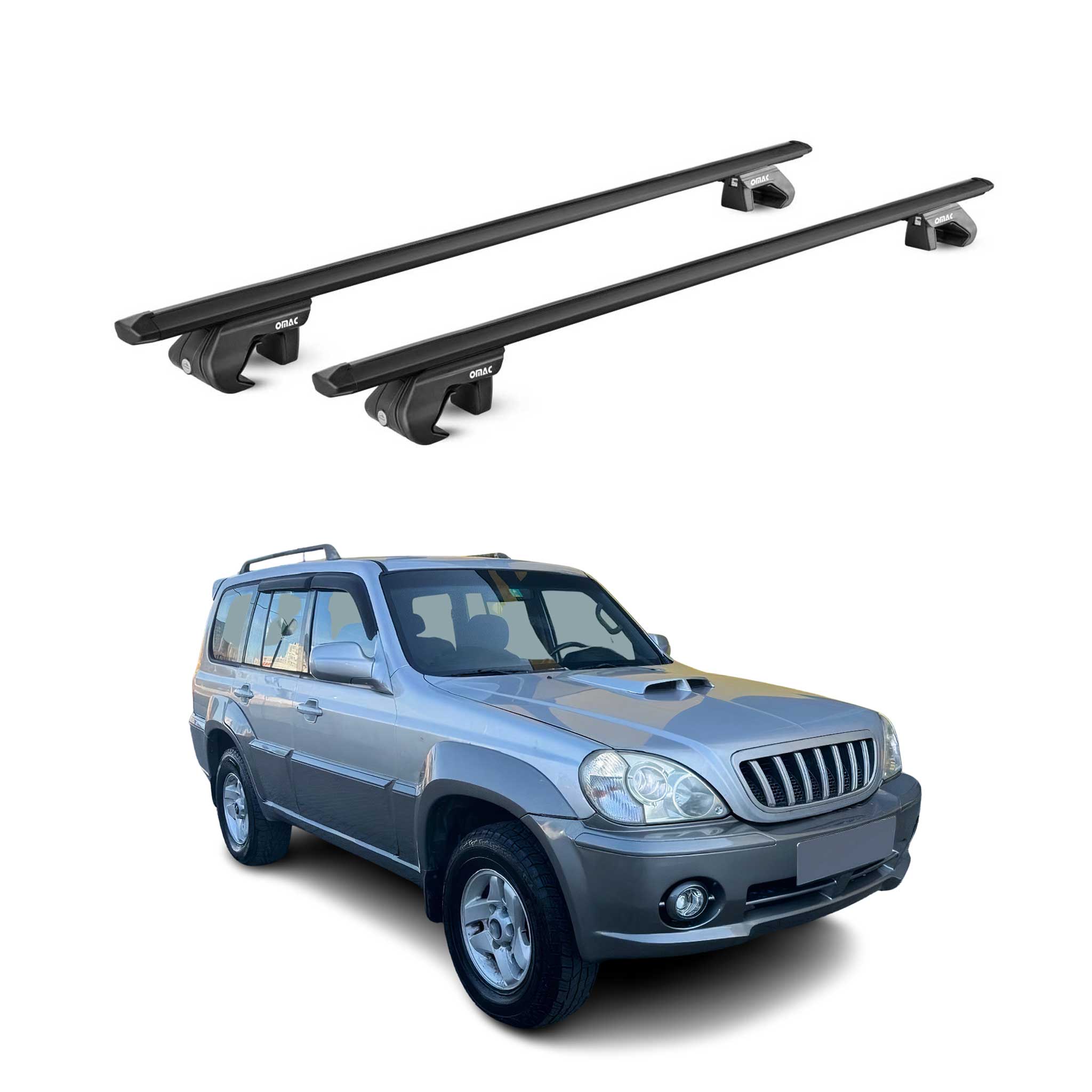 Dachträger Grundtäger für Hyundai Terracan 2001-2007 90kg Alu Schwarz 2 tlg ABE