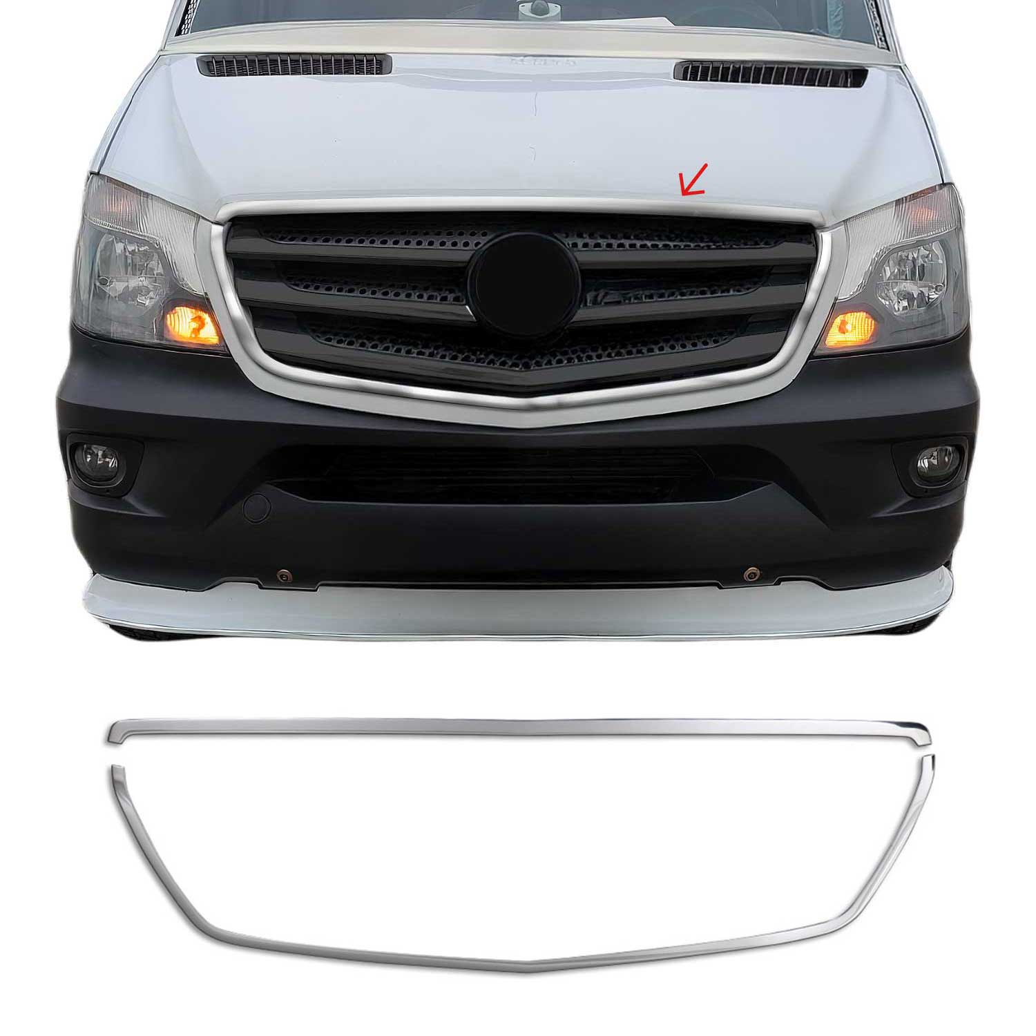 Kühlergrill Leiste Grillleisten für Mercedes Sprinter 2013-18 Edelstahl Chrom 2x
