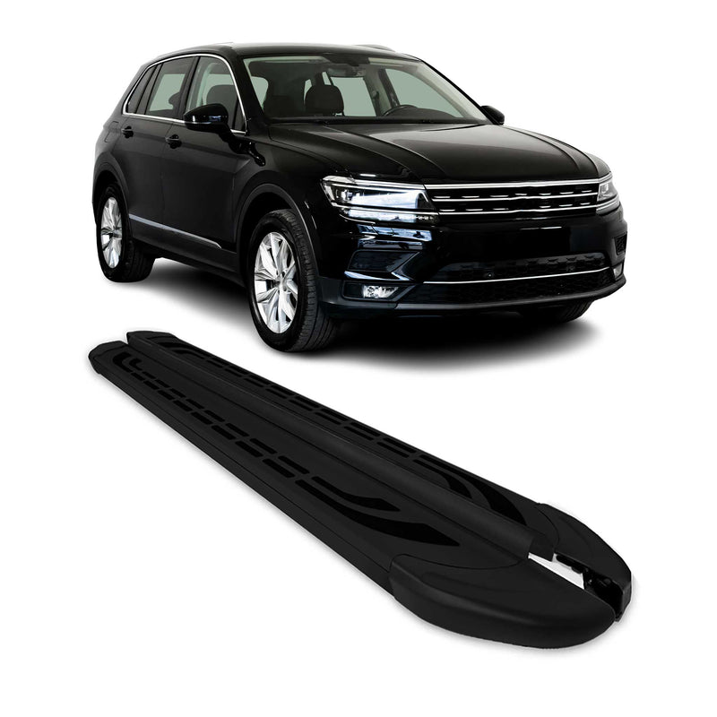Trittbretter Seitenschweller für VW Tiguan Allspace 2016-2023 Schwarz Aluminium
