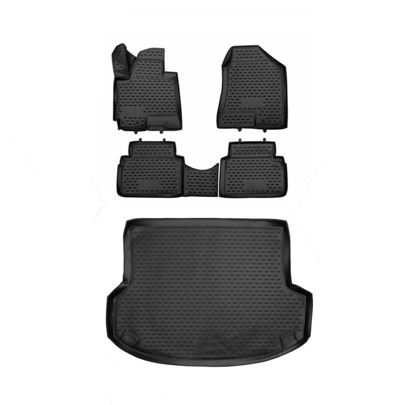 Fußmatten & Kofferraumwanne Set für Hyundai ix35 2010-2015 Gummi TPE Schwarz 5x