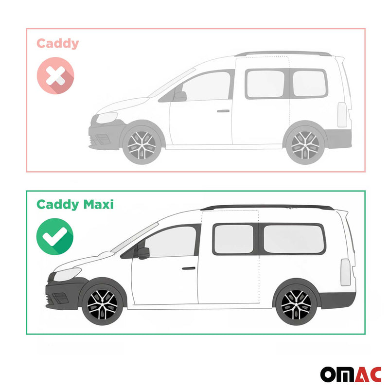 Alu Seitenschweller Trittbretter für VW Caddy Maxi 2004-2015 Schwarz 2tlg