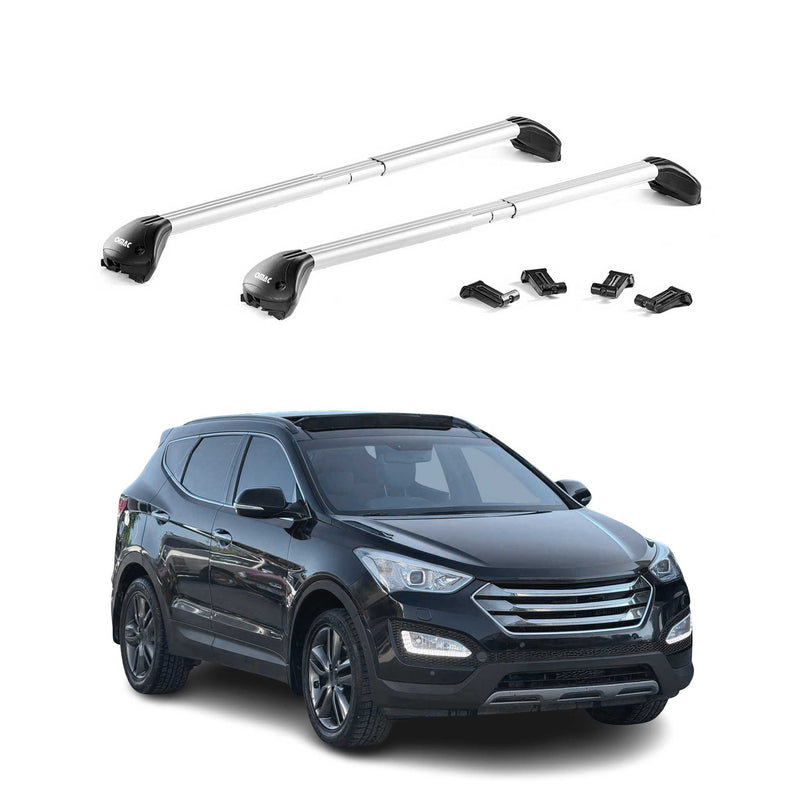 Dachträger Grundtäger für Hyundai Santa Fe 2012-2018 100kg Alu Silber 2 tlg ABE