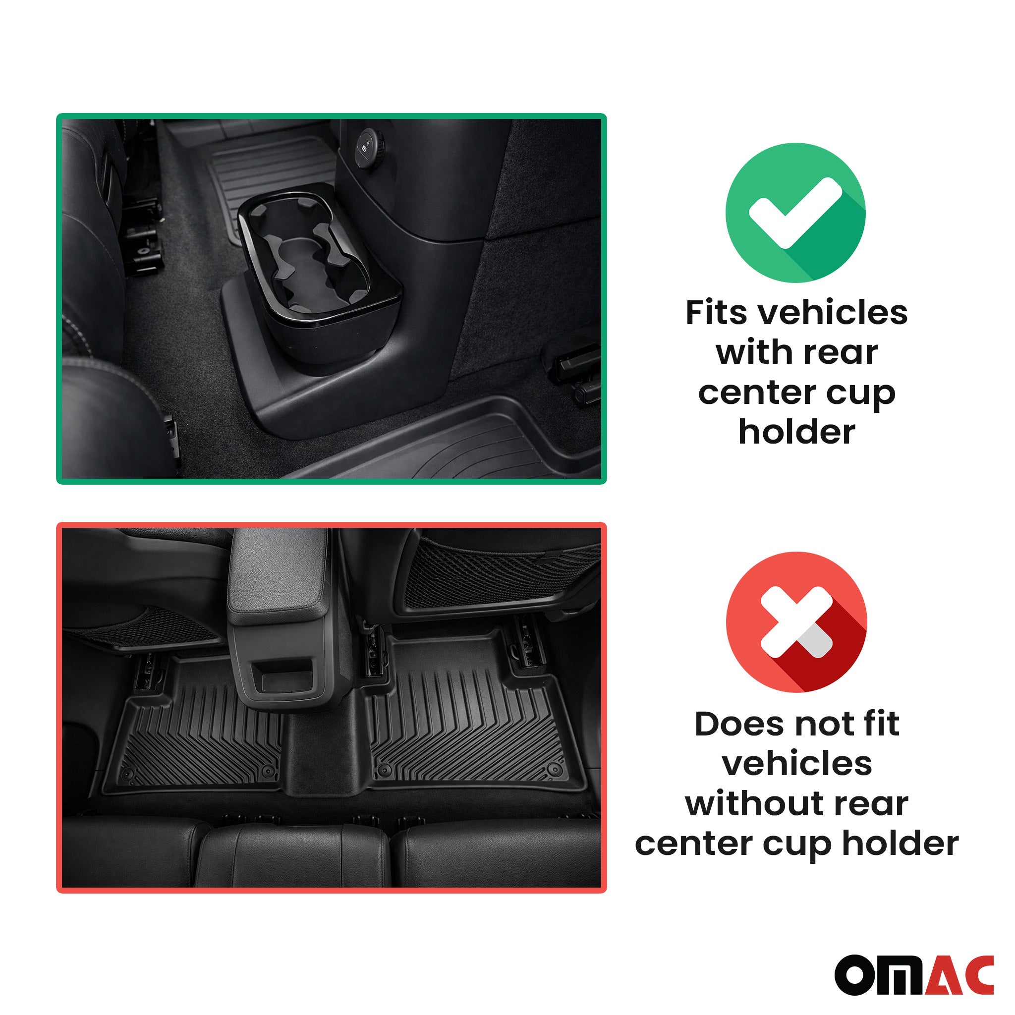OMAC Gummi Fußmatten für Mercedes G Klasse W463 1990-2018 Premium TPE Schwarz 3x