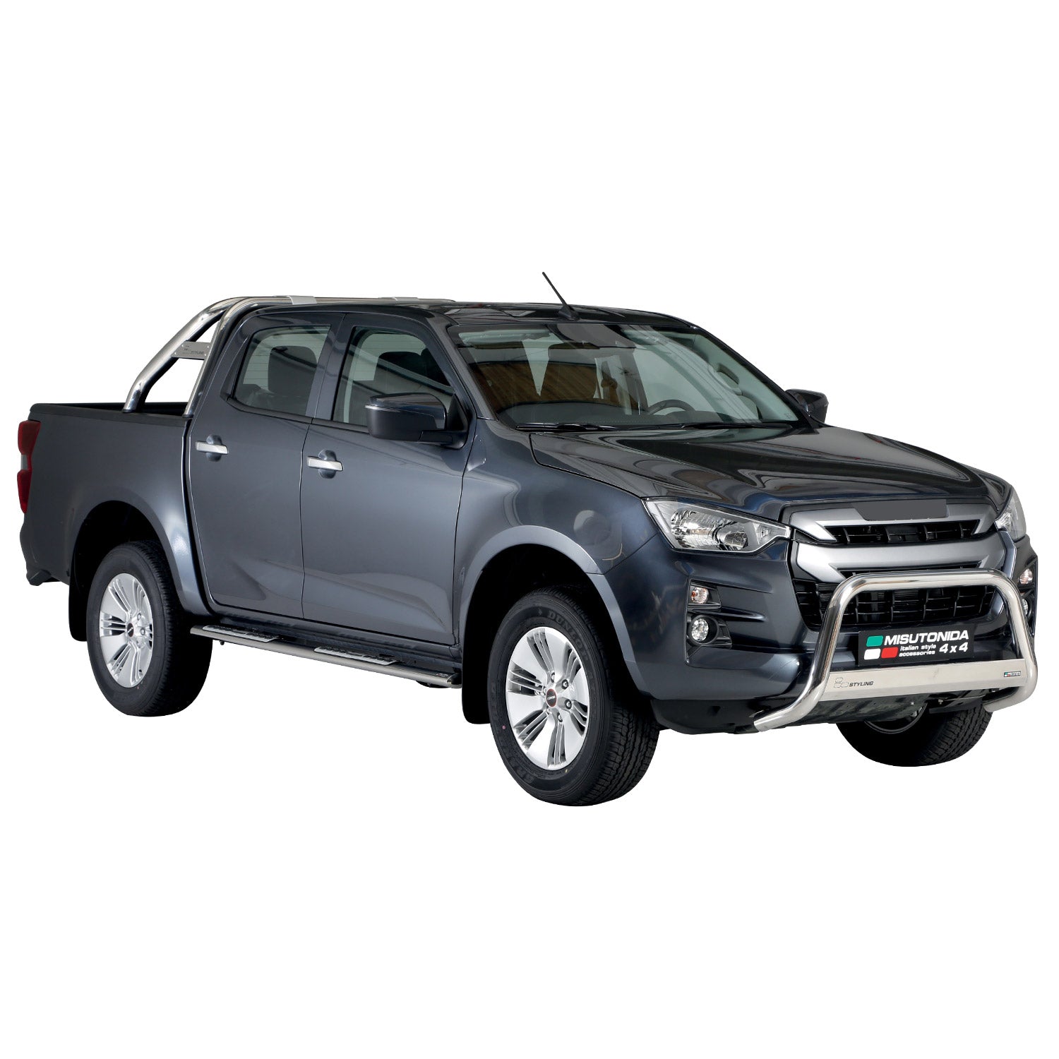 Stahl Seitenschweller Schwellerrohre für Isuzu D-Max Double Cab 2019-2026 Grau