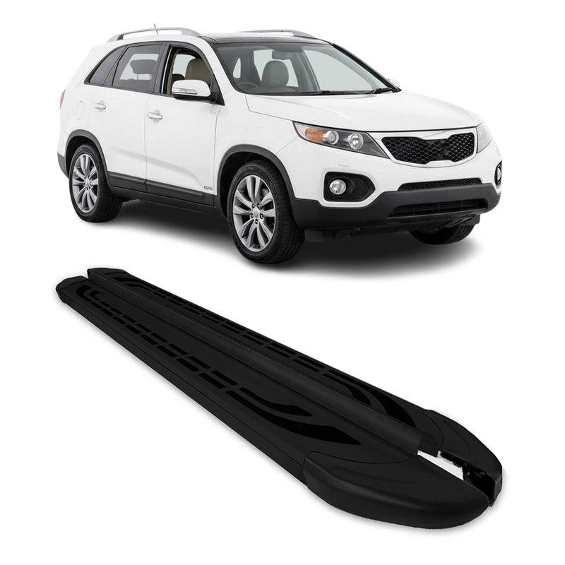 Trittbretter Schweller Seitenbretter für Kia Sorento 2 XM 2010-2013 Alu Schwarz
