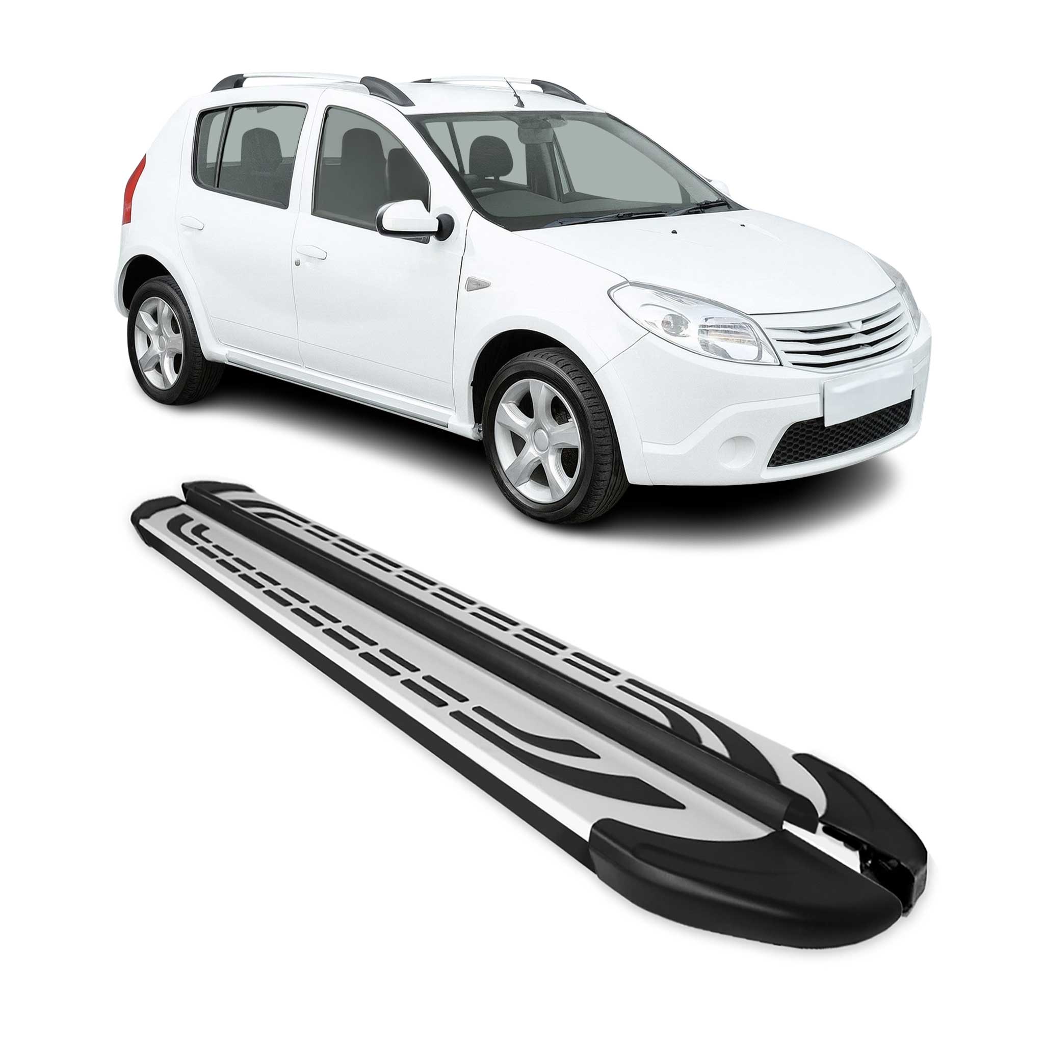 Trittbretter Seitenschweller für Dacia Sandero Stepway 2007-2012 Schwarz Alu