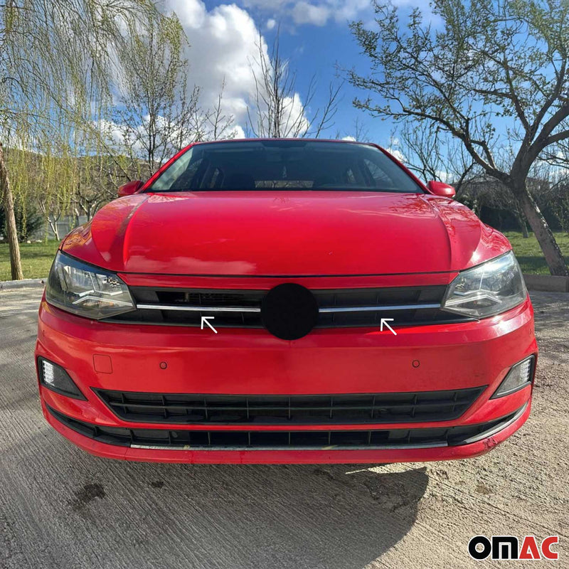 Kühlergrill Leisten Grillleisten für VW Polo 2017-2021 Edelstahl Silber 2tlg