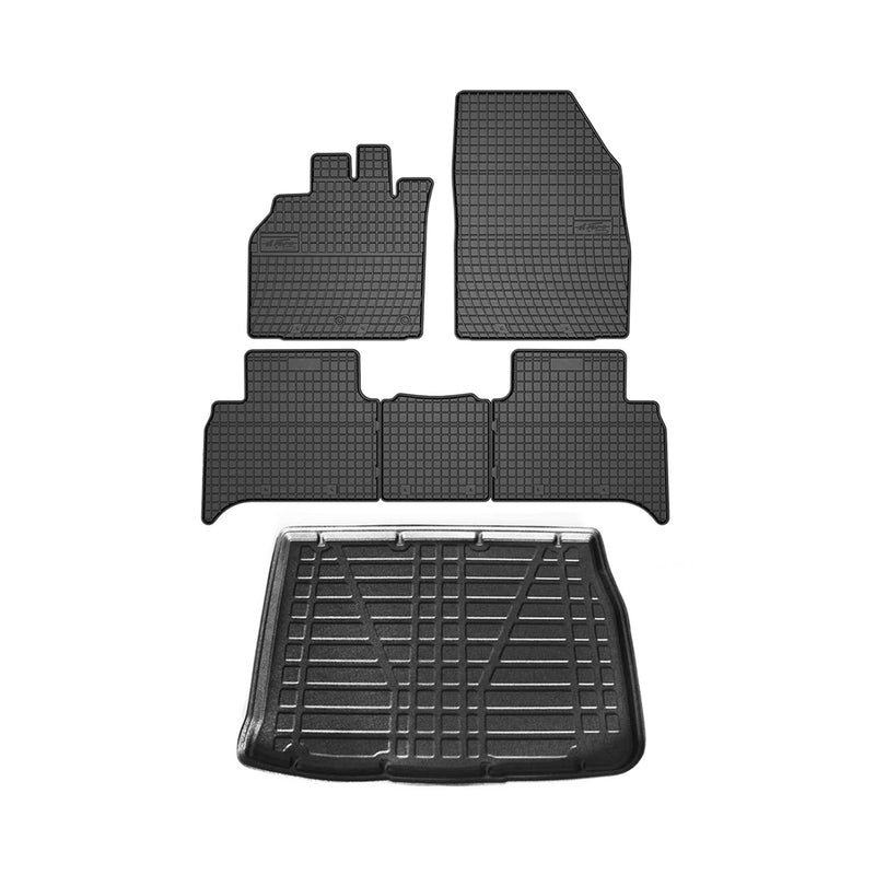 Fußmatten & Kofferraumwanne Set für Renault Scenic 2003-2009 Gummi TPE Schwarz