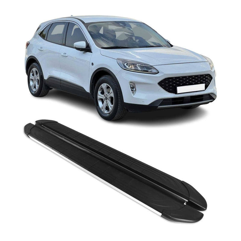 Trittbretter Seitenschweller für Ford Kuga 2019-2025 Aluminium Schwarz Silber 2x