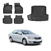 Fußmatten & Kofferraumwanne für Skoda Octavia SW 2012-2019 mit seitlicher Ablage