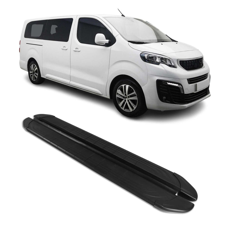 Trittbretter Seitenschweller für Peugeot Expert Traveller 2017-25 L1 Alu Schwarz