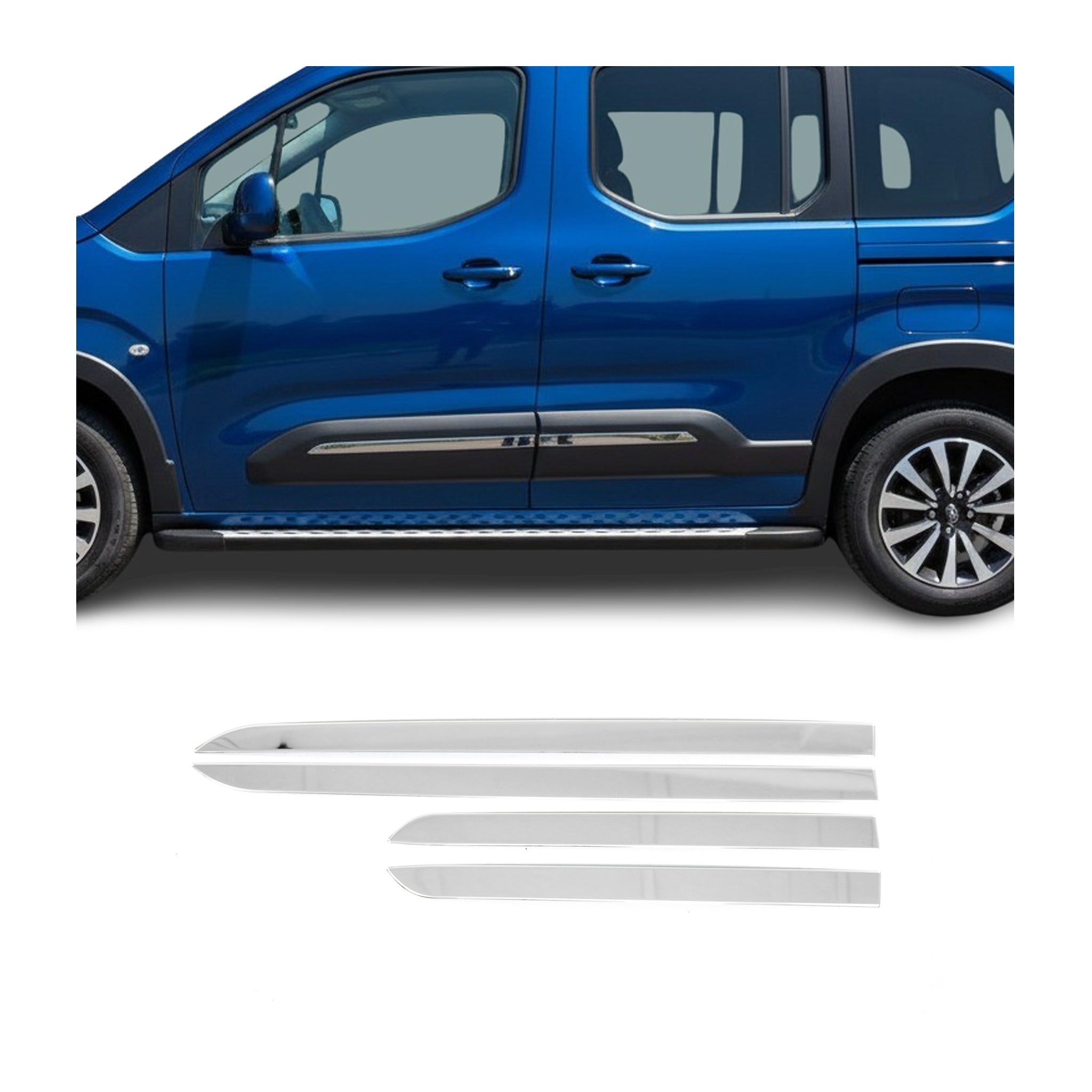 Seitentürleiste Türleisten Türschutzleiste für Peugeot Rifter 2018-2026 Chrom 4x
