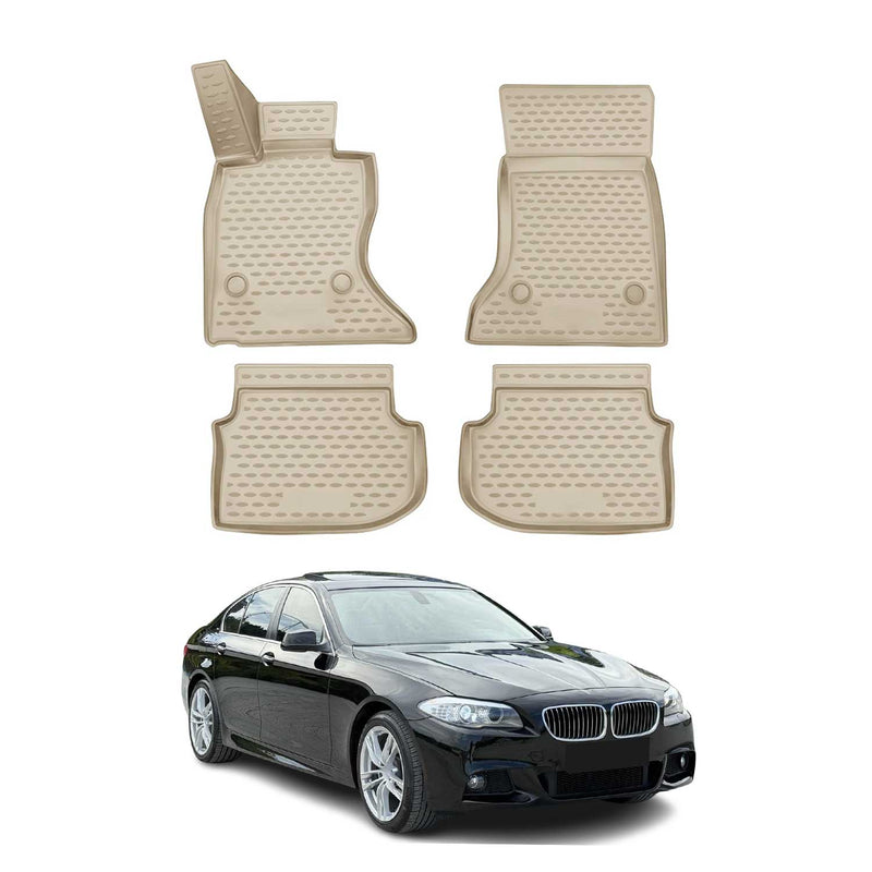 OMAC Gummimatten Fußmatte für BMW 5er Limo Touring F10 F11 2010-13 TPE Beige 4x