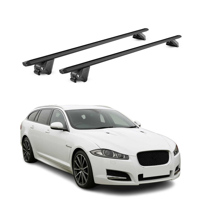 Dachträger Grundtäger für Jaguar XF Kombi 2012-2016 100kg Alu Schwarz 2 tlg ABE