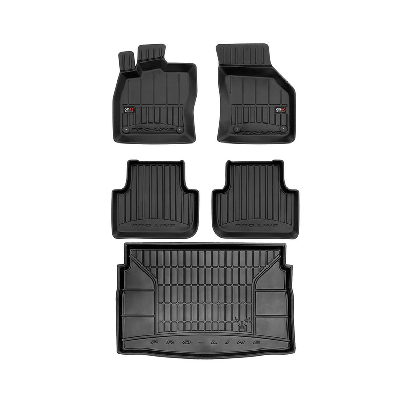 OMAC Fußmatten & Kofferraumwanne Set für VW Golf Sportsvan 2014-2020 Gummi 5x