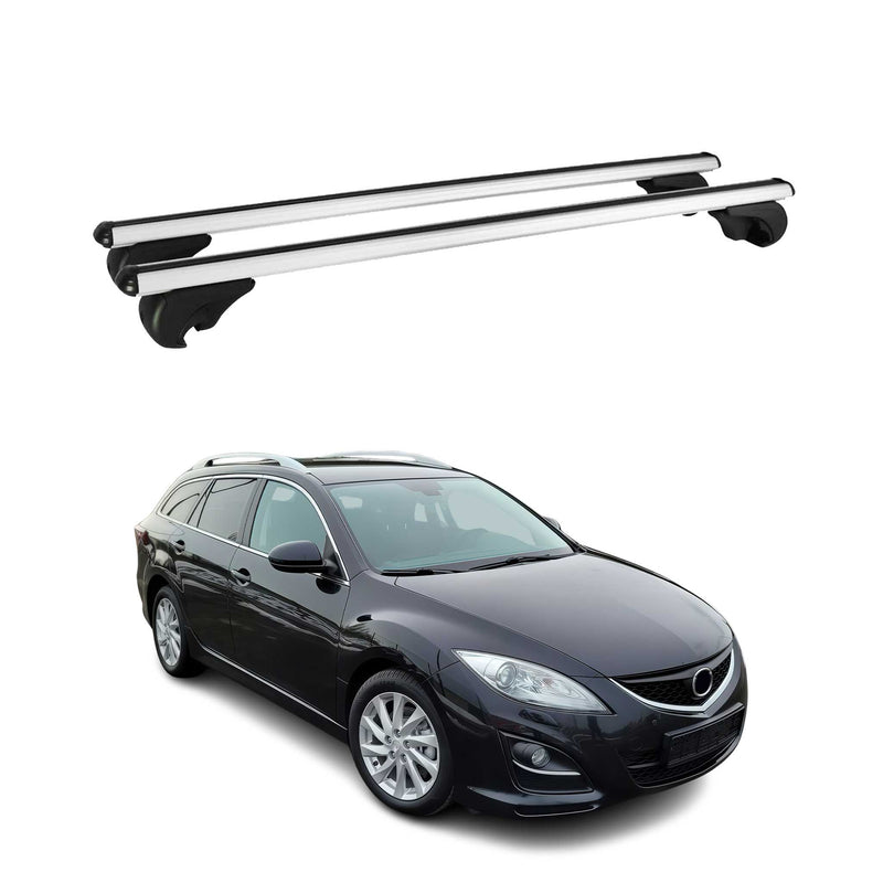 Dachträger Grundtäger für Mazda 6 Kombi 2007-2012 75kg Aluminium Silber 2 tlg