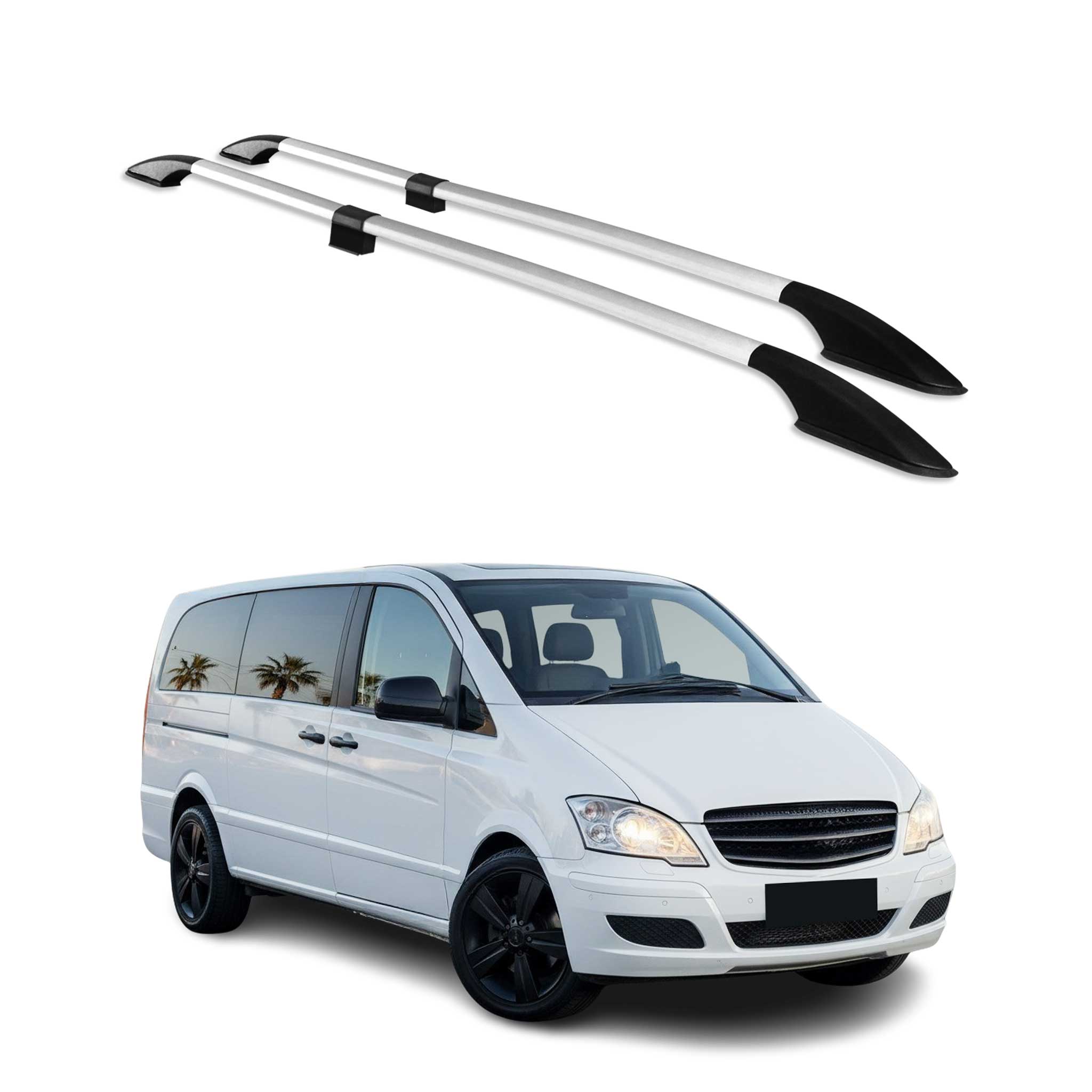 Dachreling für Mercedes Vito / V-Klasse W639 W447 2003-2026 L2 Lang Alu Silber