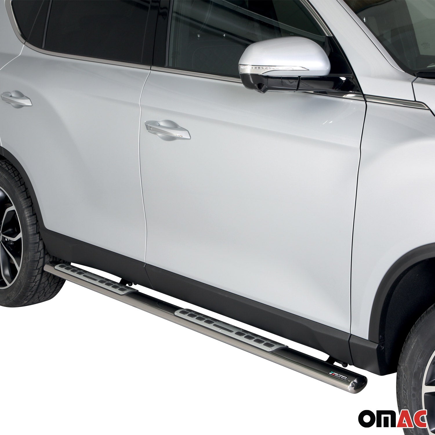 Edelstahl Seitenschweller Schwellerrohre für Ssangyong Rexton 2017-2026 Silber