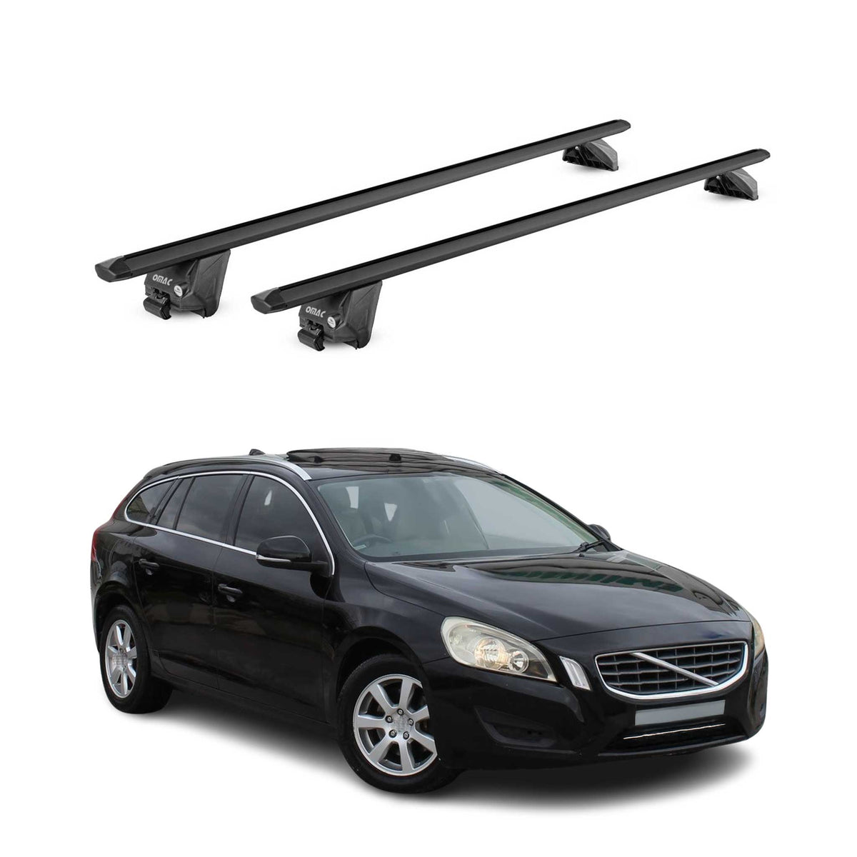Dachträger für Volvo V60 / Cross Country 2010-2018 100kg Alu Schwarz 2x ABE