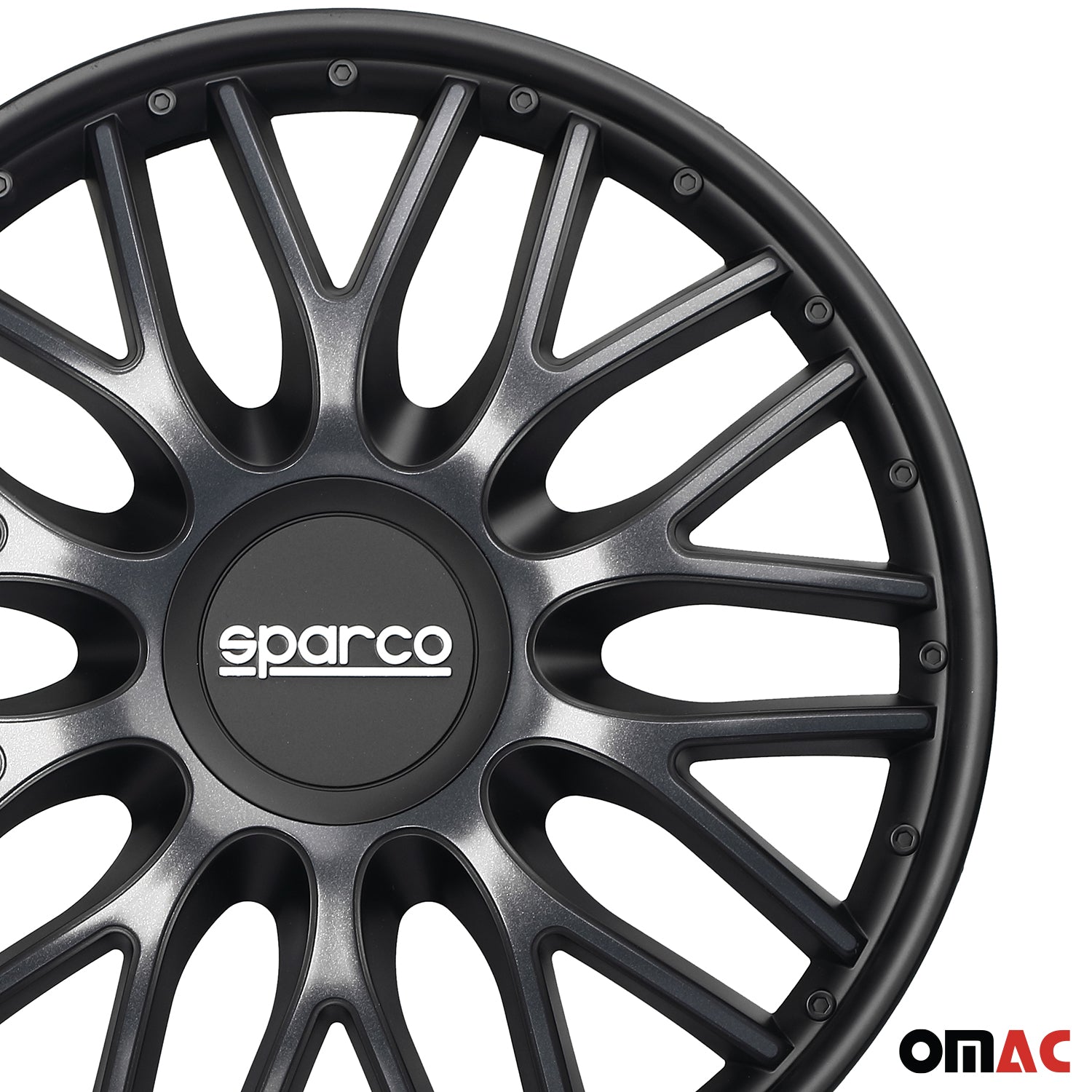 Radkappen Radzierblenden Sparco Roma 15" Zoll Auto Abdeckung Set Grau Schwarz 4x