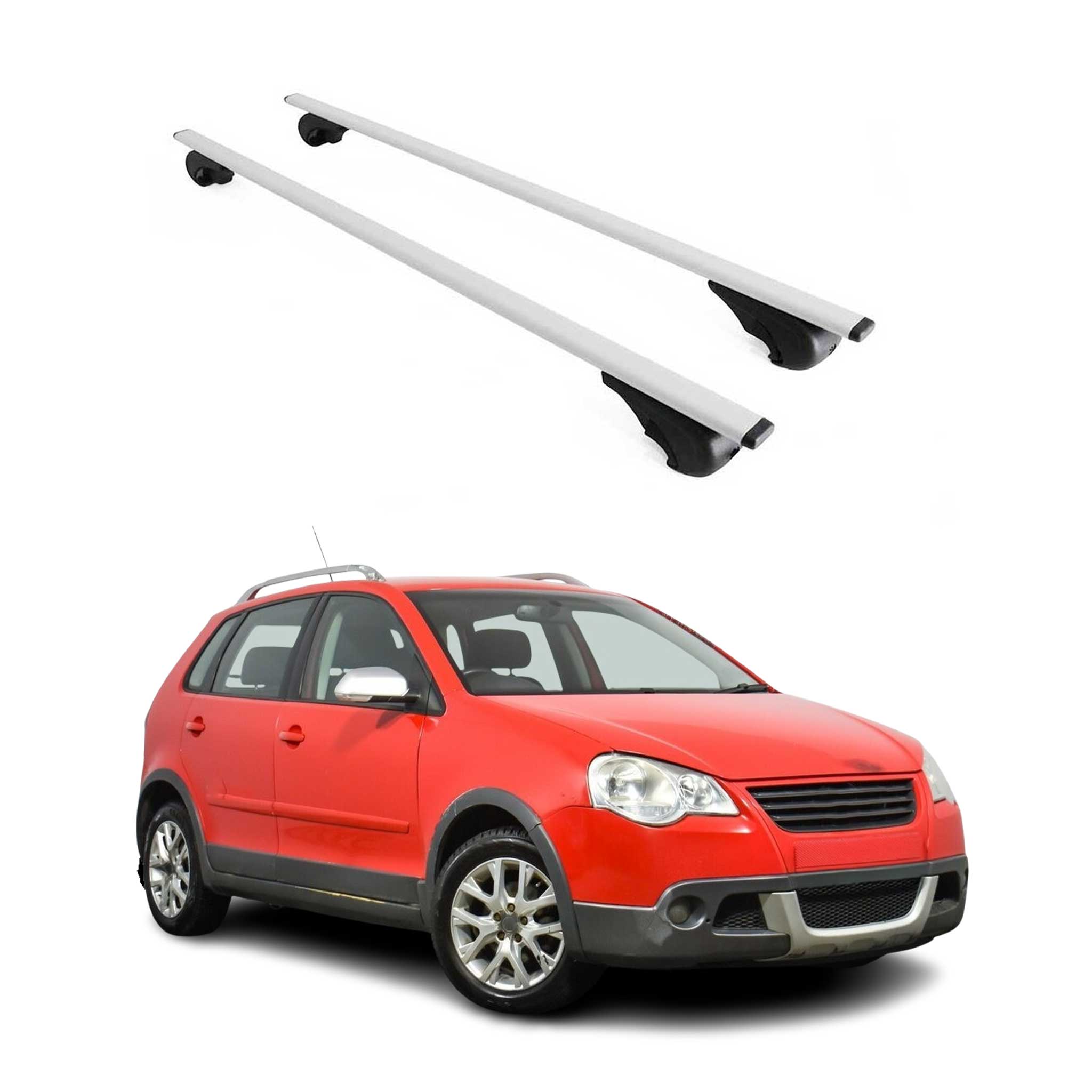 Dachträger Grundtäger für VW Polo 2002-2009 75kg Metall Silber 2 tlg