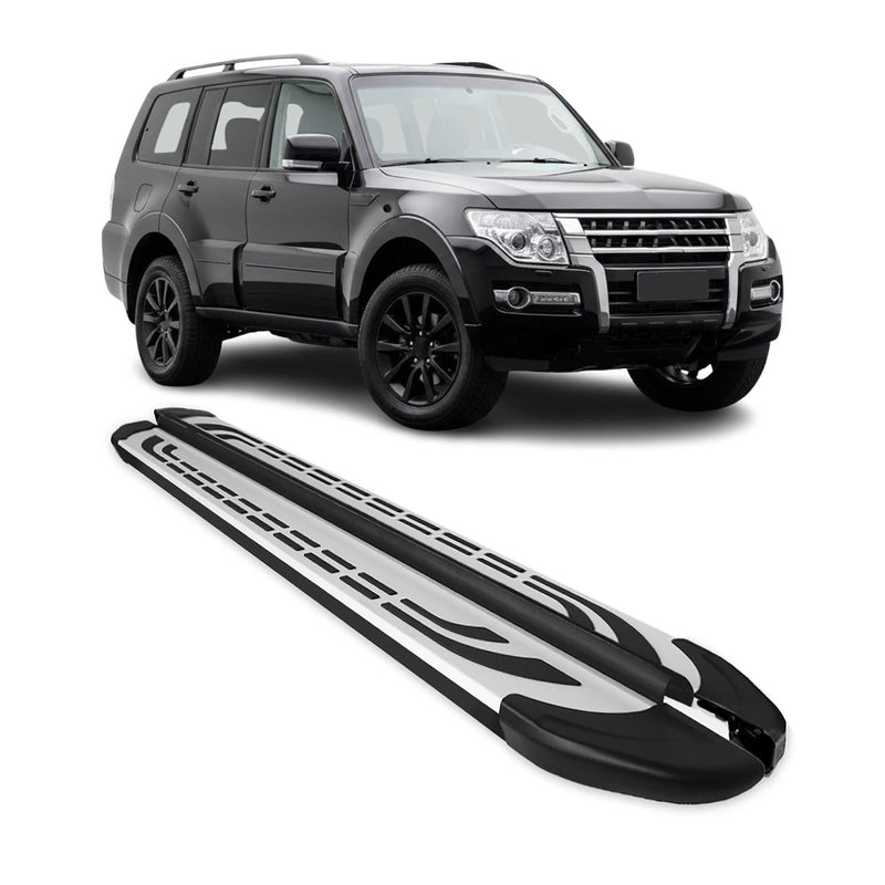 Trittbretter Schweller Seitenbretter für Mitsubishi Pajero 2007-2021 Alu Schwarz