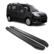 Alu Seitenschweller Trittbretter für Fiat Doblo 2010-2021 Kurzer RS Schwarz 2tlg