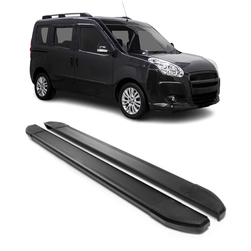 Alu Seitenschweller Trittbretter für Fiat Doblo 2010-2021 Kurzer RS Schwarz 2tlg