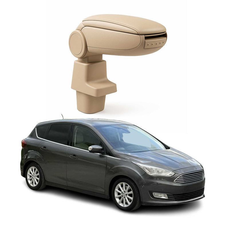 Mittelarmlehne Armlehne Mittelkonsole für Ford C-Max 2 2010-2019 PU-Leder Beige