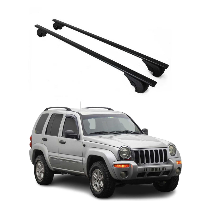Dachträger Grundtäger für Jeep Cherokee KJ 2002-2007 75kg Metall Schwarz 2 tlg