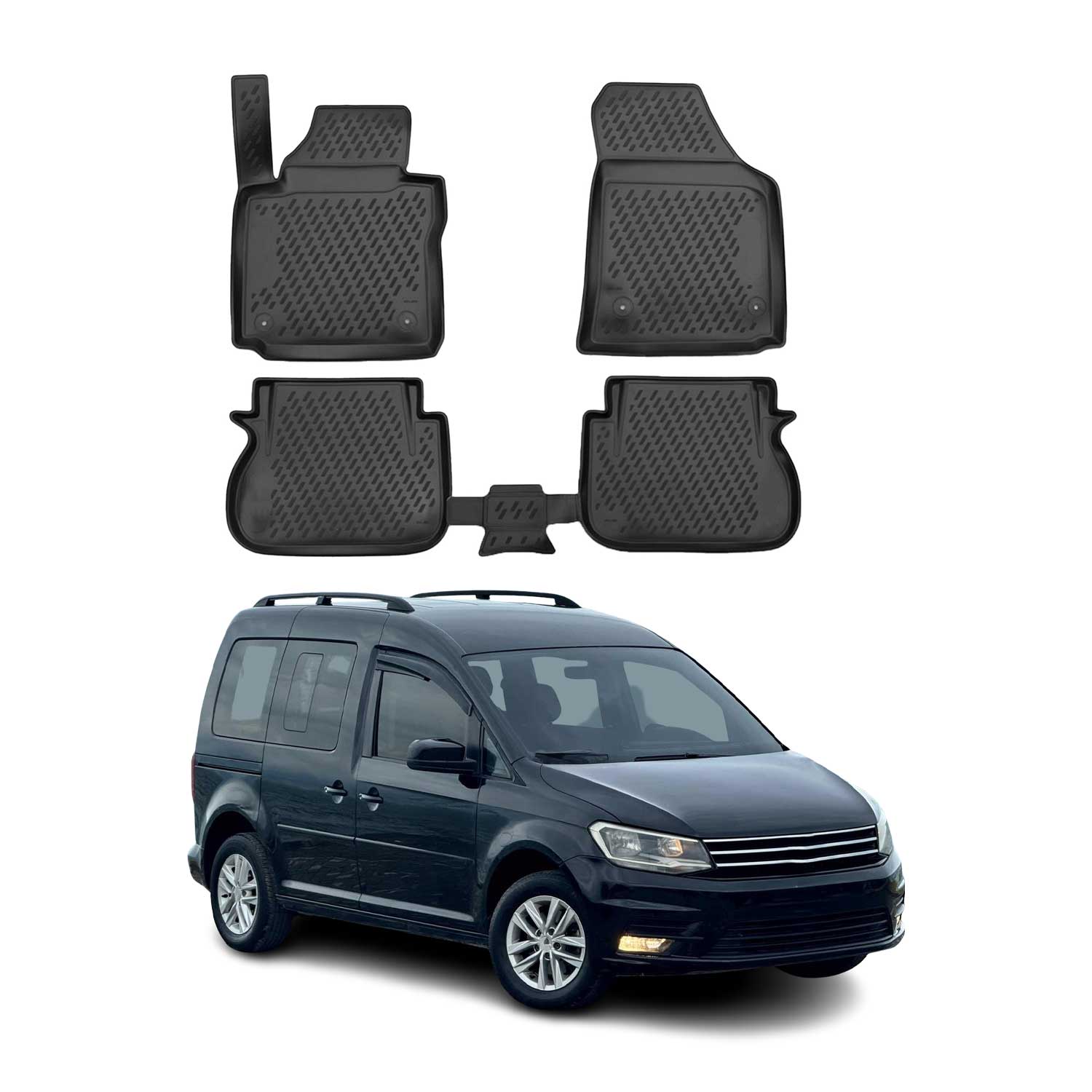 OMAC Gummimatten Fußmatten für VW Caddy 2015-2020 TPE Automatten Schwarz 4x